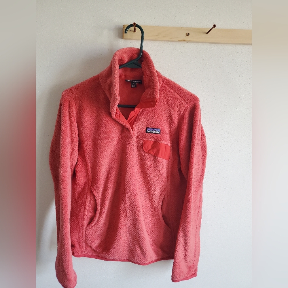 Patagonia Snap Collar Pink Fleece Pullover Sweater Womens Small - Picture 2 of 6